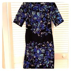 L.K. Bennett Black Dress with Blue Graphic Print